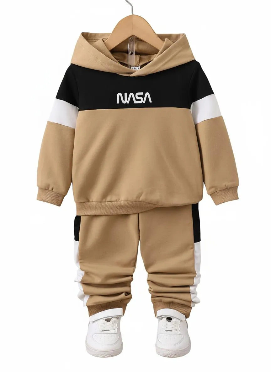 Boys and girls fleece printer hoodie tracksuits